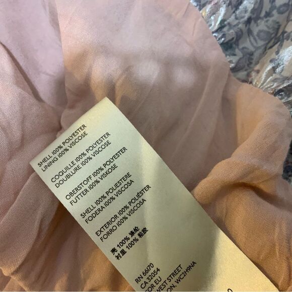 FREE PEOPLE Metallic Shiny Silver & Lavender Combo Floral Bubble Mini Skirt - Picture 12 of 12